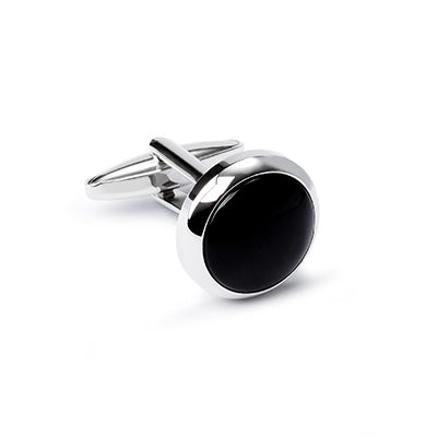 Cufflinks, Rounded Cabochon Black Onyx