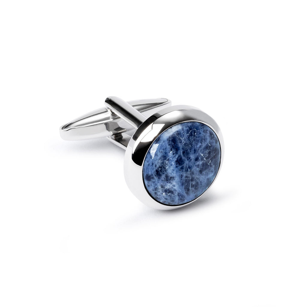Cufflinks, Rounded Cabochon Sodalite Blue