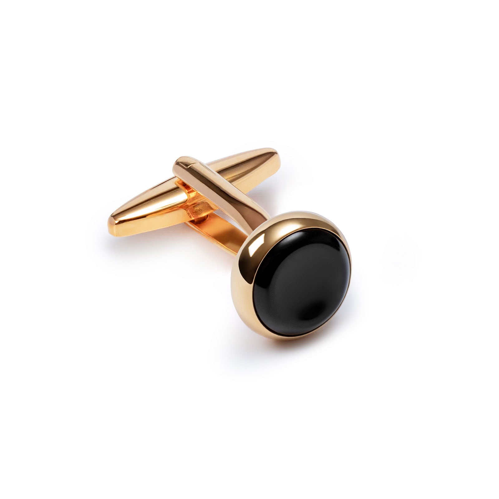 Gold Plated Cufflinks, Black Onyx Stone