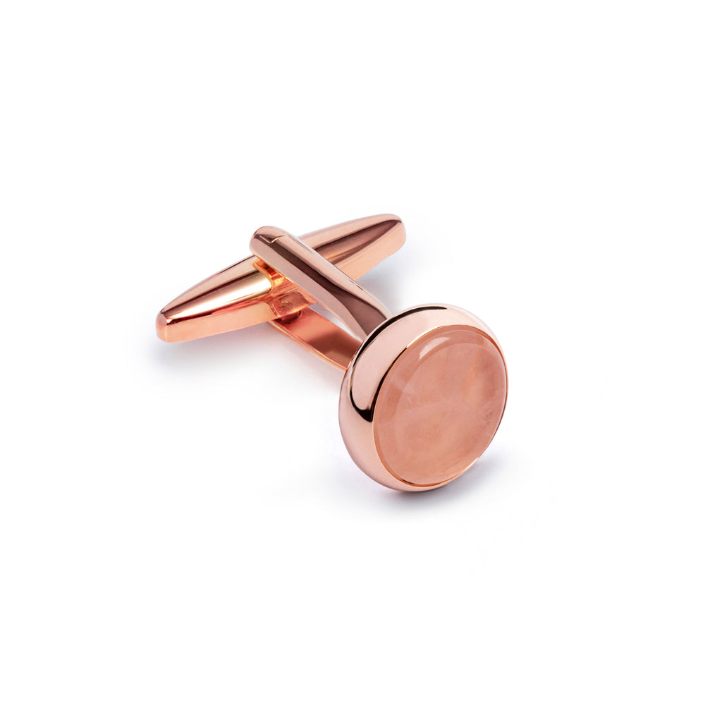 Rose Gold Cufflinks, Rose Quartz Stone