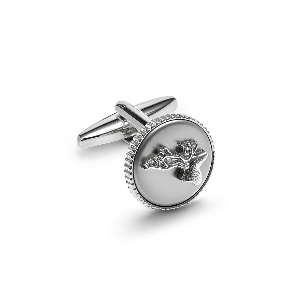 Cufflinks, Round Metal, Deer