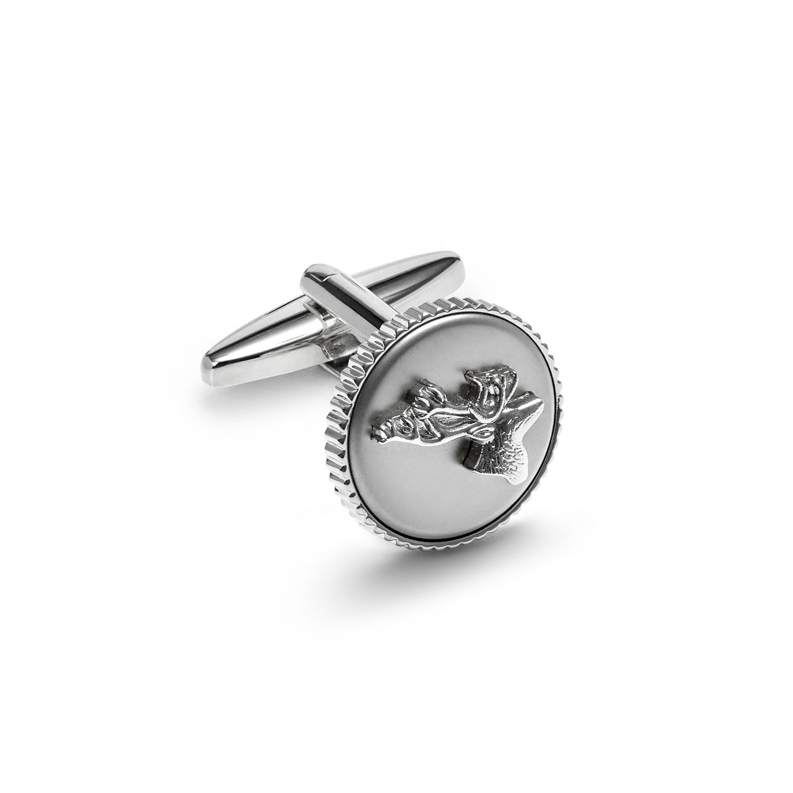 Cufflinks, Round Metal, Deer
