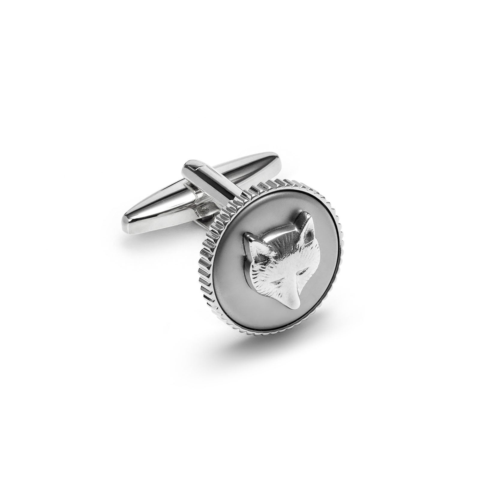 Cufflinks, Round Metal, Fox