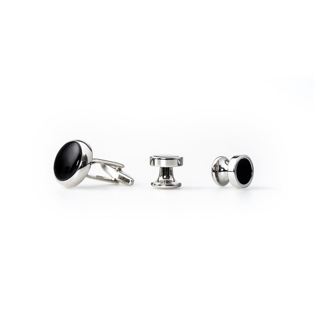 Dress Studs and Cufflinks, Black Onyx