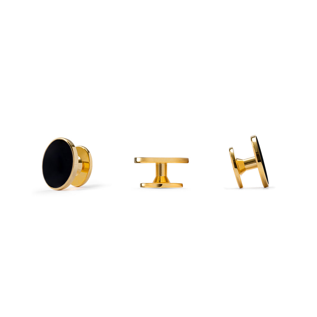 Dress Studs, Black and Gold Plated