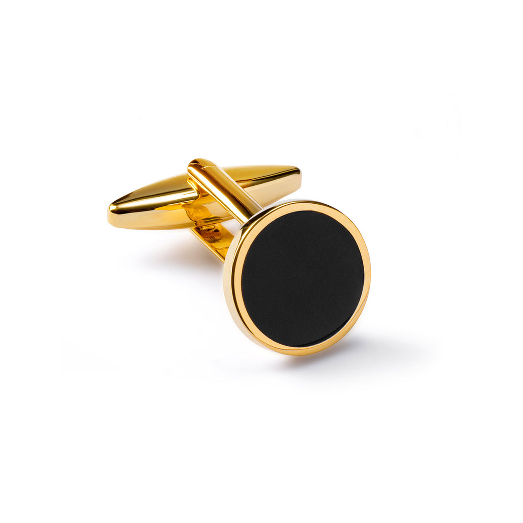 Dress Studs and Cufflinks, Black and Gold Plated