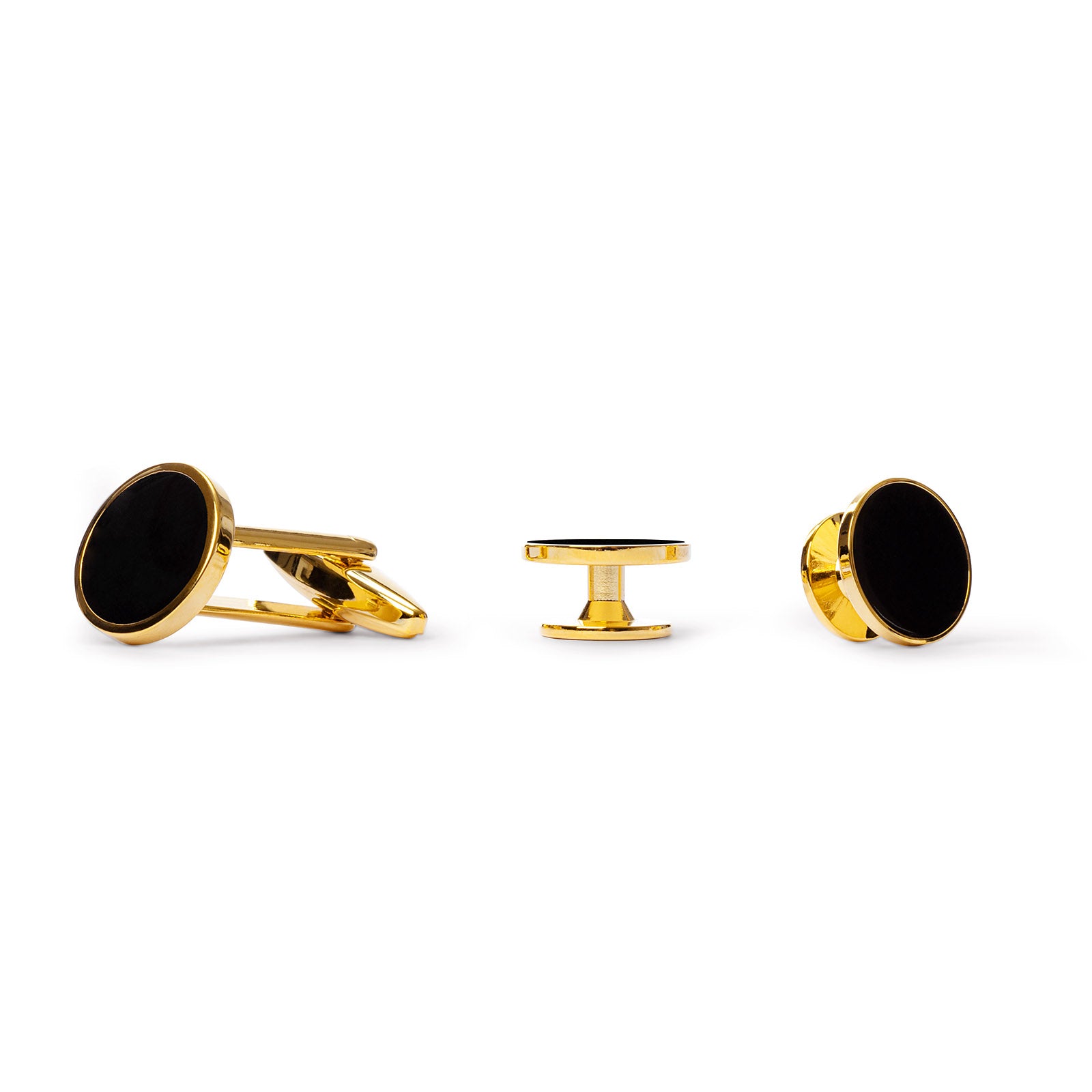 Dress Studs and Cufflinks, Black and Gold Plated