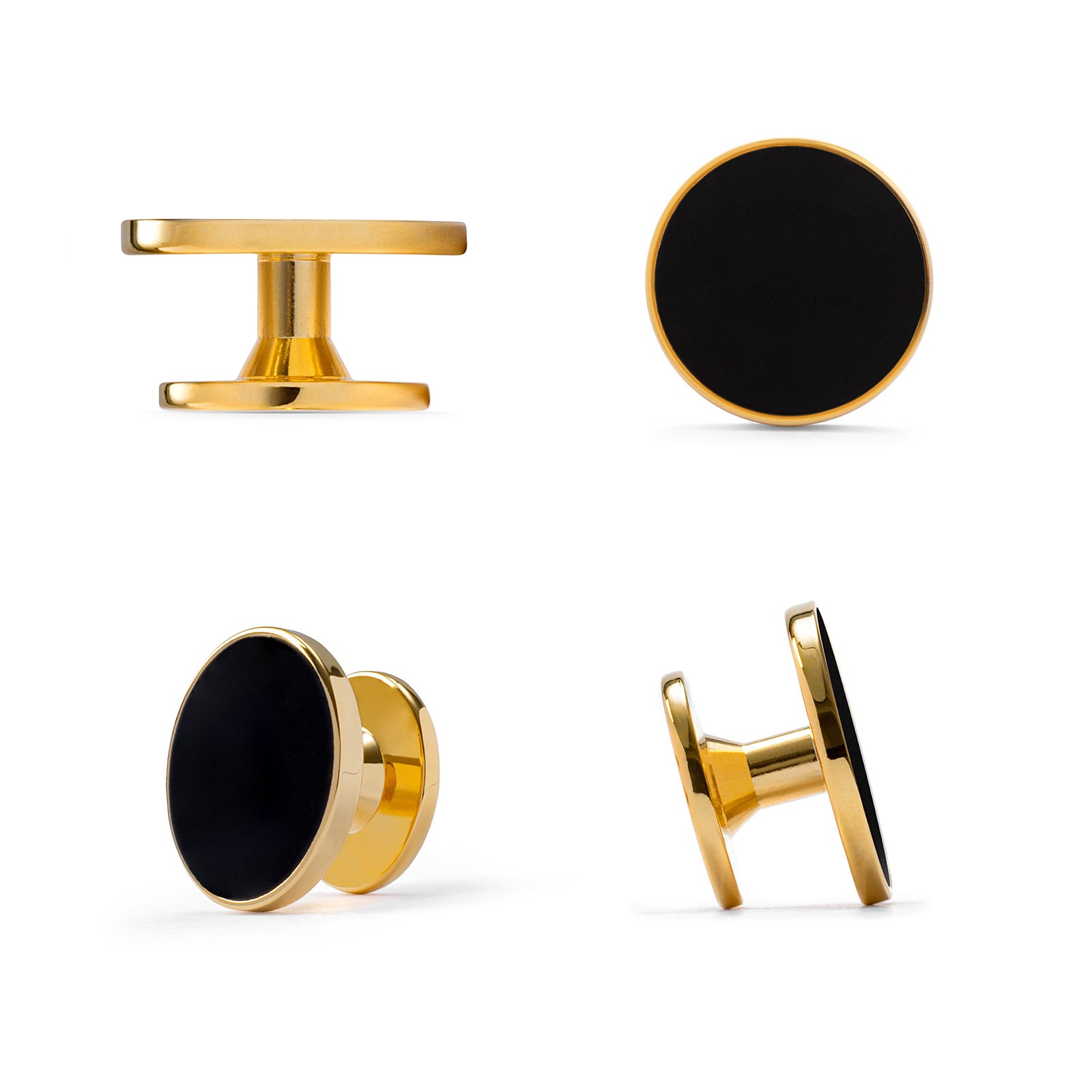 Dress Studs and Cufflinks, Black and Gold Plated