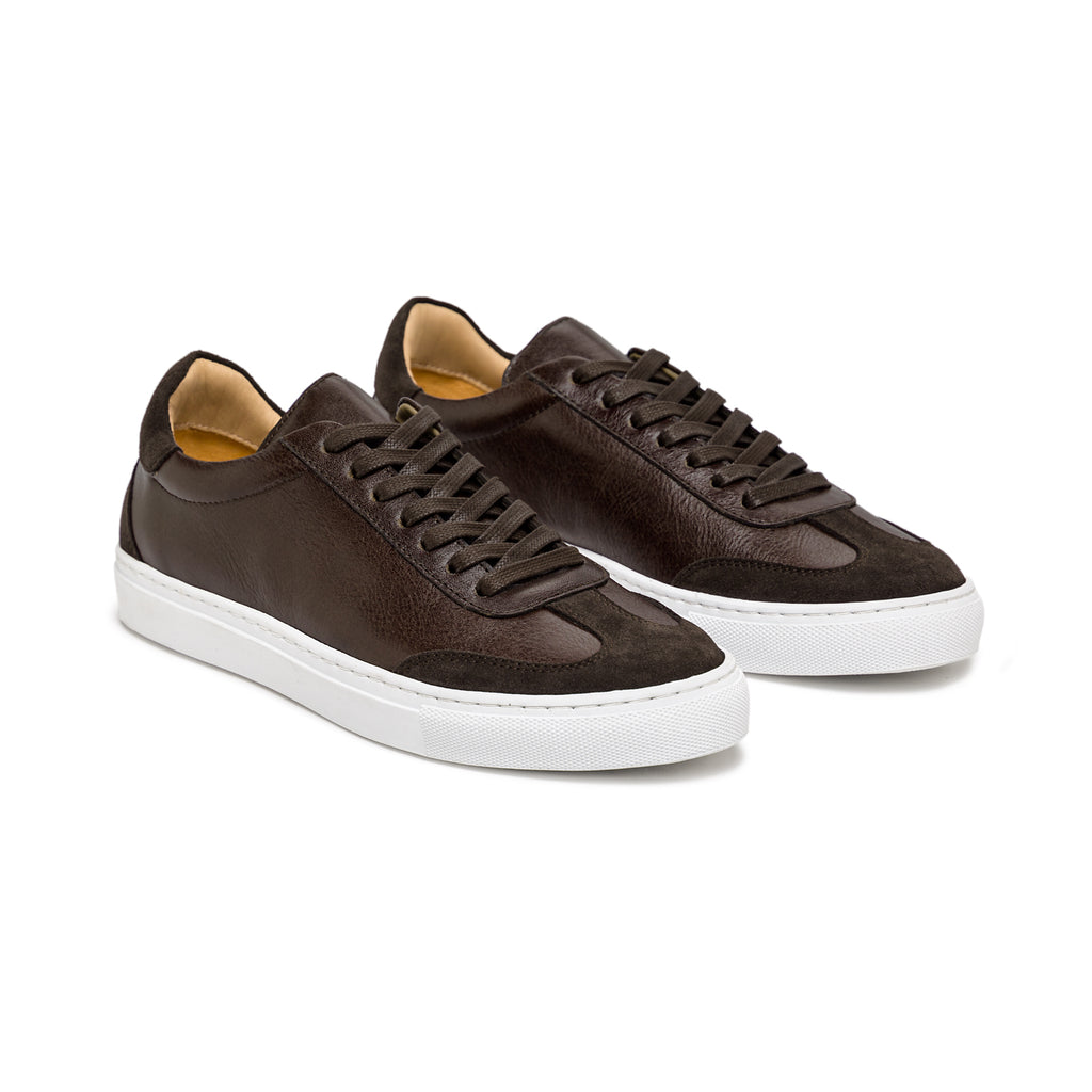 Panel Calf & Suede Sneakers, White Sole