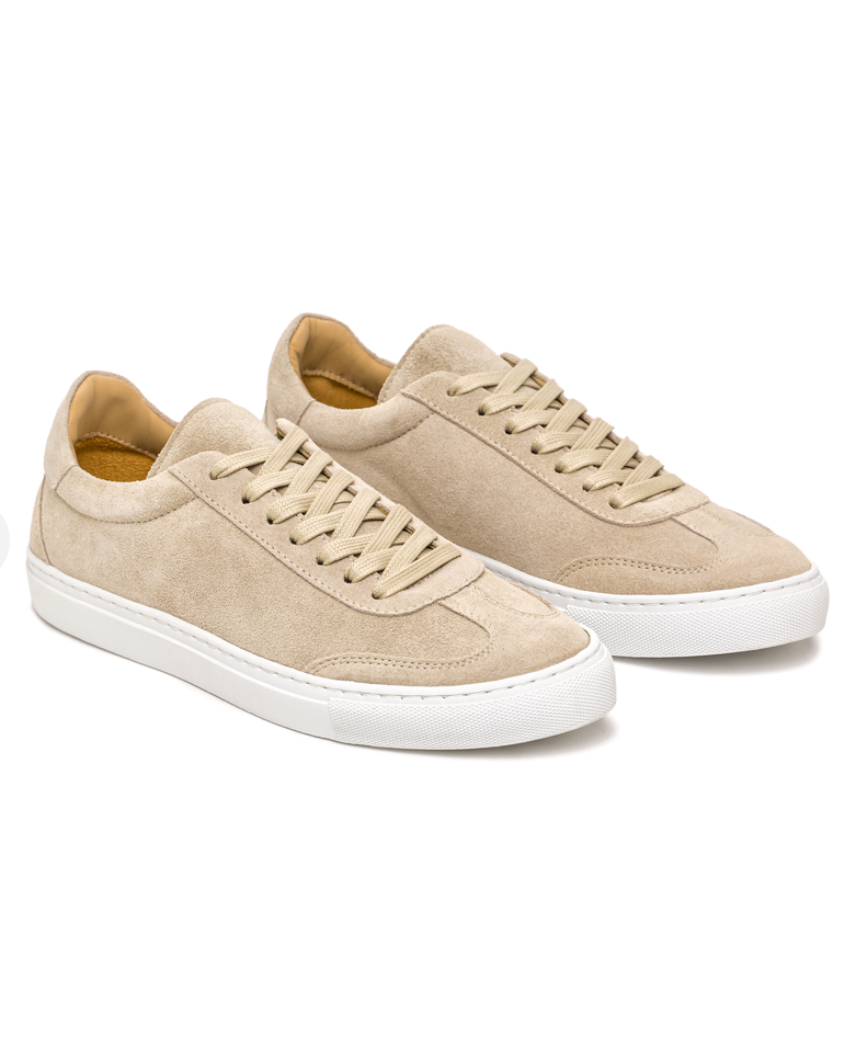 Panel Calf & Suede Sneakers, White Sole