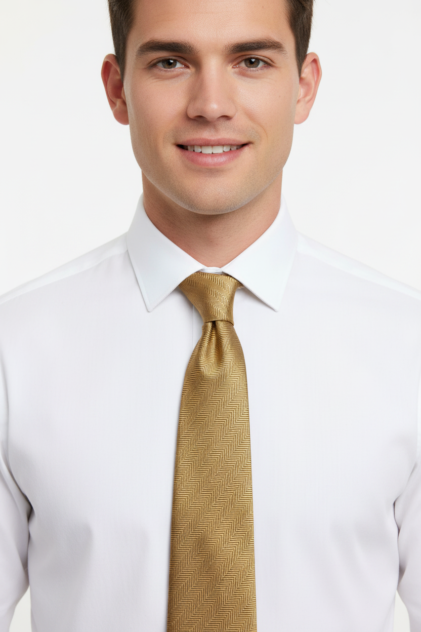 Young Man with Gold Herringbone Tie